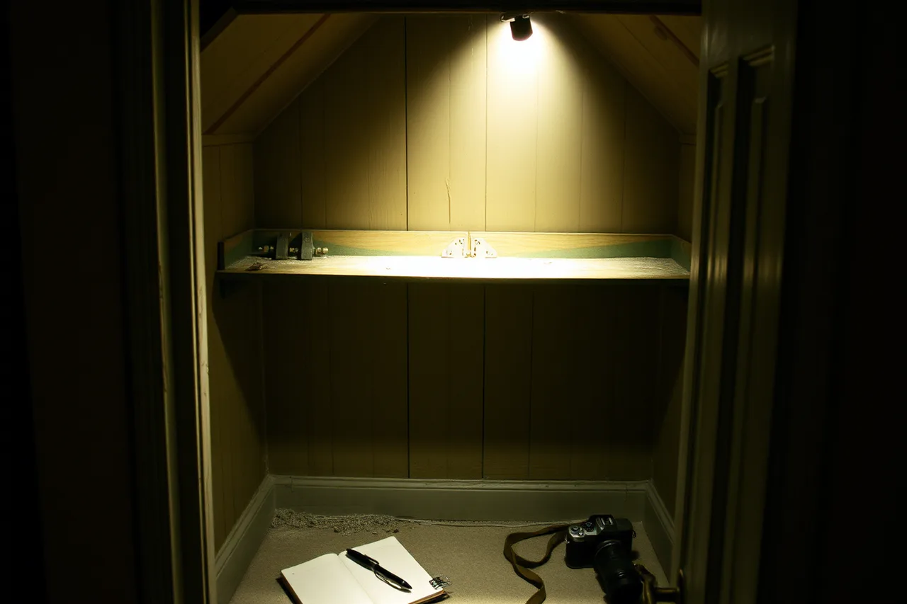Flashlight on original door hardware and trim stored in attic closet (Homeowners who inherit a badly restored house should start here)