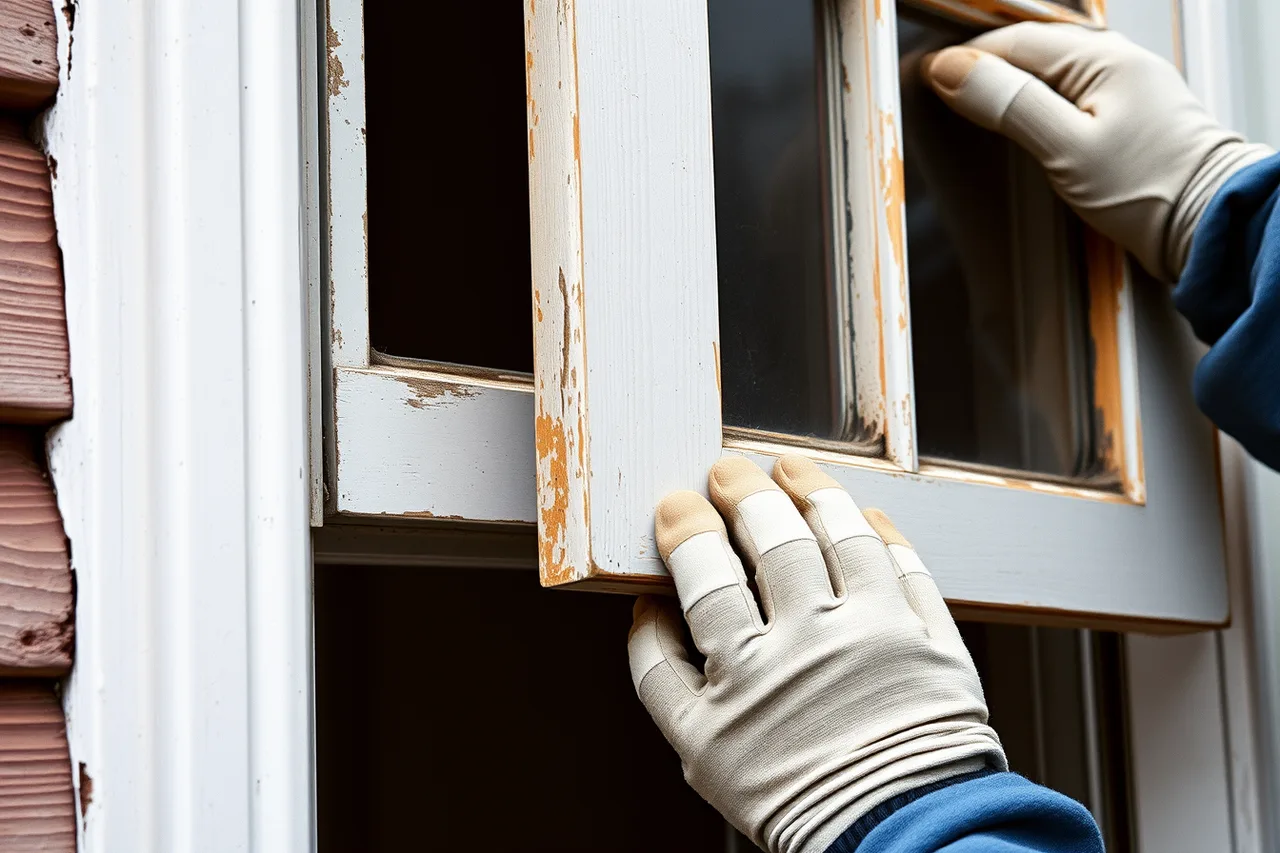 Painted wood sash lifted from jamb showing abraded lead paint (Which local codes actually govern original wood windows work)