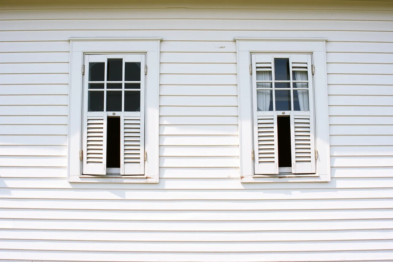 Decorative shutters fixed flat and unable to close on a plain farmhouse (The regrets that repeat across old house restoration projects)