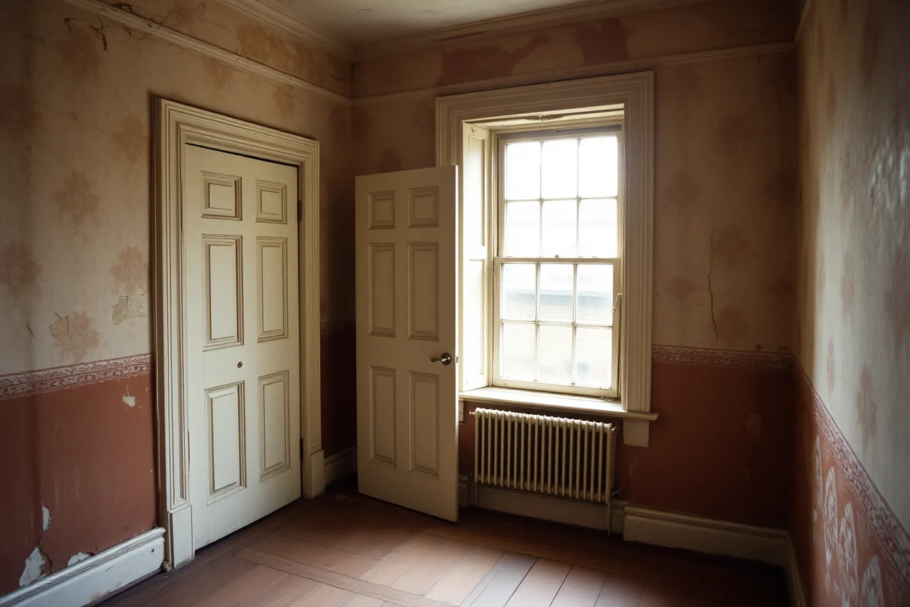 Cracked but intact plaster wall and original door in an old room (Judged for everyday value, these period interior upgrades earn their keep)